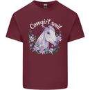 Cowgirl Soul Equestrian Horses Mens Cotton T-Shirt Tee Top Maroon