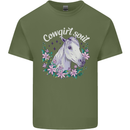 Cowgirl Soul Equestrian Horses Mens Cotton T-Shirt Tee Top Military Green