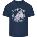 Cowgirl Soul Equestrian Horses Mens Cotton T-Shirt Tee Top Navy Blue