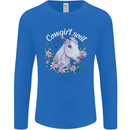 Cowgirl Soul Equestrian Horses Mens Long Sleeve T-Shirt Royal Blue