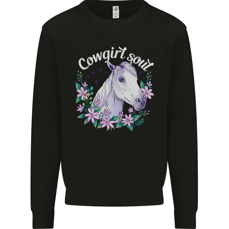 Cowgirl Soul Equestrian Horses Mens Sweatshirt Jumper Black