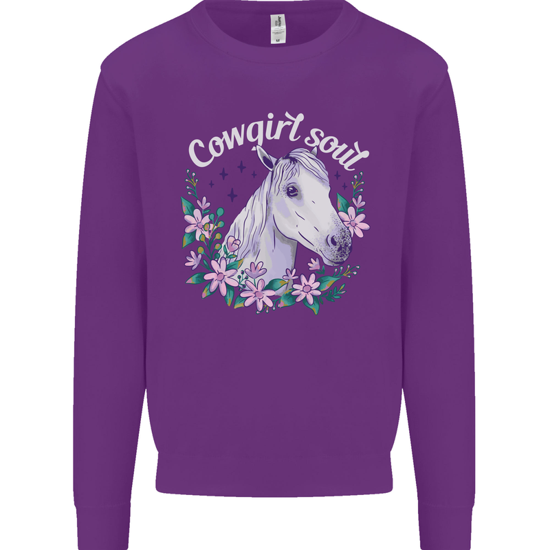 Cowgirl Soul Equestrian Horses Mens Sweatshirt Jumper Purple