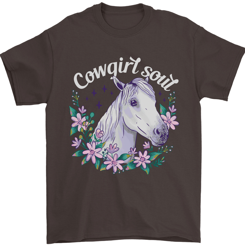 Cowgirl Soul Equestrian Horses Mens T-Shirt 100% Cotton Dark Chocolate