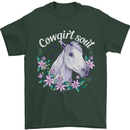Cowgirl Soul Equestrian Horses Mens T-Shirt 100% Cotton Forest Green