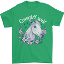 Cowgirl Soul Equestrian Horses Mens T-Shirt 100% Cotton Irish Green