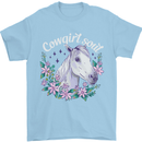 Cowgirl Soul Equestrian Horses Mens T-Shirt 100% Cotton Light Blue
