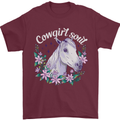 Cowgirl Soul Equestrian Horses Mens T-Shirt 100% Cotton Maroon