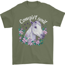 Cowgirl Soul Equestrian Horses Mens T-Shirt 100% Cotton Military Green