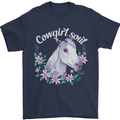 Cowgirl Soul Equestrian Horses Mens T-Shirt 100% Cotton Navy Blue