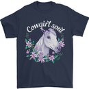 Cowgirl Soul Equestrian Horses Mens T-Shirt 100% Cotton Navy Blue