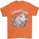 Cowgirl Soul Equestrian Horses Mens T-Shirt 100% Cotton Orange