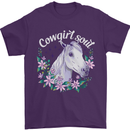 Cowgirl Soul Equestrian Horses Mens T-Shirt 100% Cotton Purple