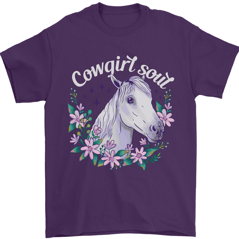 Cowgirl Soul Equestrian Horses Mens T-Shirt 100% Cotton Purple
