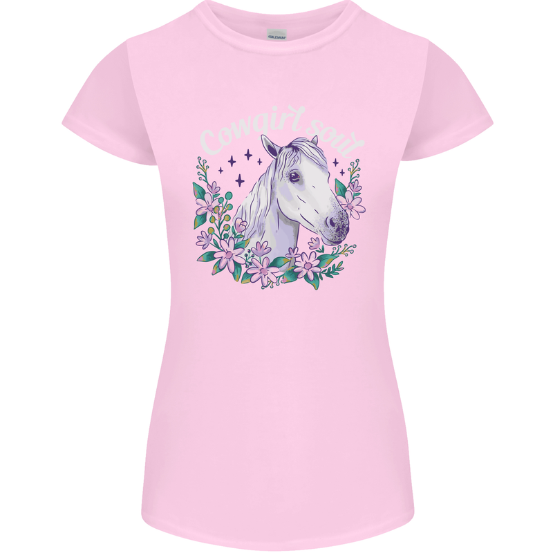 Cowgirl Soul Equestrian Horses Womens Petite Cut T-Shirt Light Pink