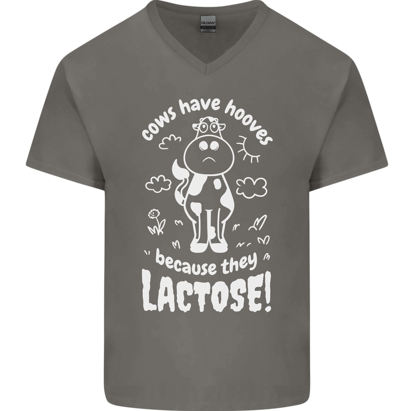 Cows Have Hooves Because They Lack Toes Mens V-Neck Cotton T-Shirt Charcoal