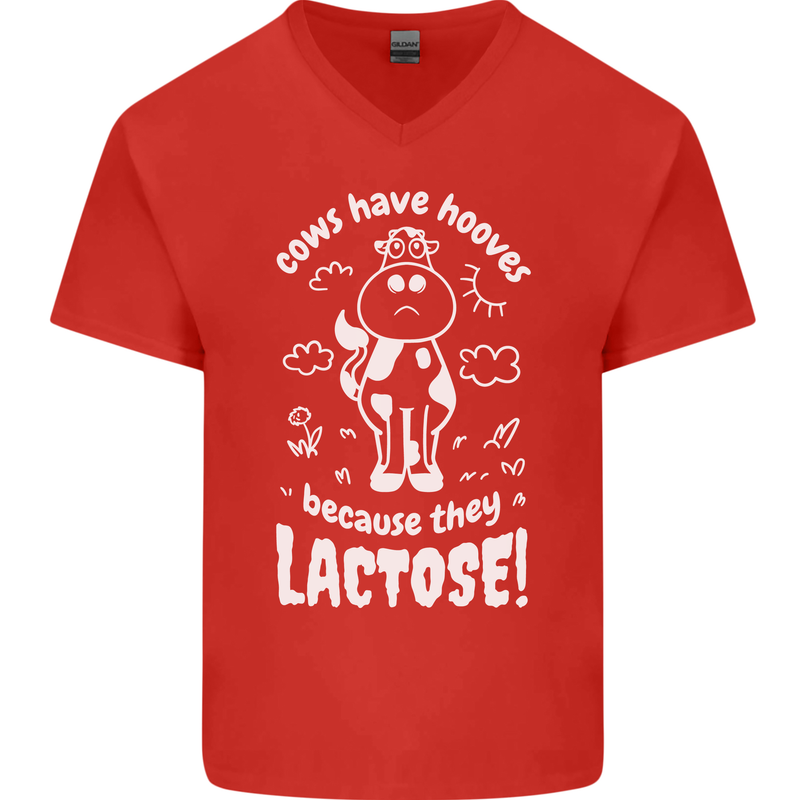 Cows Have Hooves Because They Lack Toes Mens V-Neck Cotton T-Shirt Red
