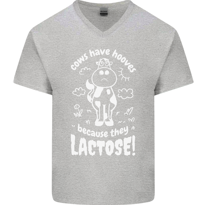 Cows Have Hooves Because They Lack Toes Mens V-Neck Cotton T-Shirt Sports Grey