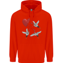 Crane Heart Anti Valentines Day Single Funny Childrens Kids Hoodie Bright Red