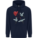 Crane Heart Anti Valentines Day Single Funny Childrens Kids Hoodie Navy Blue