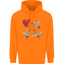 Crane Heart Anti Valentines Day Single Funny Childrens Kids Hoodie Orange