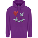 Crane Heart Anti Valentines Day Single Funny Childrens Kids Hoodie Purple