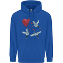 Crane Heart Anti Valentines Day Single Funny Childrens Kids Hoodie Royal Blue