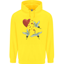Crane Heart Anti Valentines Day Single Funny Childrens Kids Hoodie Yellow