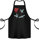 Crane Heart Anti Valentines Day Single Funny Cotton Apron 100% Organic Black