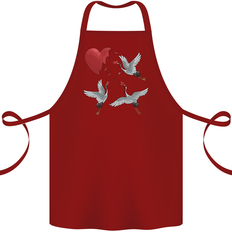 Crane Heart Anti Valentines Day Single Funny Cotton Apron 100% Organic Maroon
