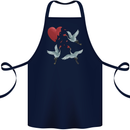 Crane Heart Anti Valentines Day Single Funny Cotton Apron 100% Organic Navy Blue