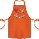 Crane Heart Anti Valentines Day Single Funny Cotton Apron 100% Organic Orange