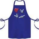 Crane Heart Anti Valentines Day Single Funny Cotton Apron 100% Organic Royal Blue