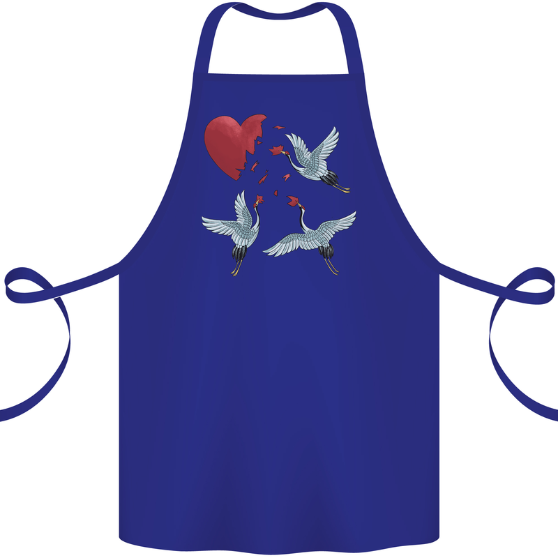 Crane Heart Anti Valentines Day Single Funny Cotton Apron 100% Organic Royal Blue