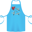 Crane Heart Anti Valentines Day Single Funny Cotton Apron 100% Organic Turquoise