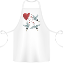 Crane Heart Anti Valentines Day Single Funny Cotton Apron 100% Organic White
