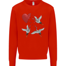 Crane Heart Anti Valentines Day Single Funny Kids Sweatshirt Jumper Bright Red