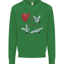 Crane Heart Anti Valentines Day Single Funny Kids Sweatshirt Jumper Irish Green