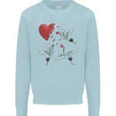 Crane Heart Anti Valentines Day Single Funny Kids Sweatshirt Jumper Light Blue