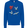 Crane Heart Anti Valentines Day Single Funny Kids Sweatshirt Jumper Royal Blue