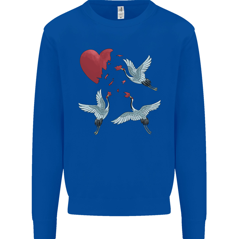 Crane Heart Anti Valentines Day Single Funny Kids Sweatshirt Jumper Royal Blue