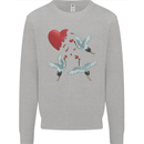Crane Heart Anti Valentines Day Single Funny Kids Sweatshirt Jumper Sports Grey