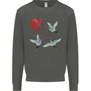Crane Heart Anti Valentines Day Single Funny Kids Sweatshirt Jumper Storm Grey