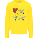 Crane Heart Anti Valentines Day Single Funny Kids Sweatshirt Jumper Yellow