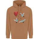 Crane Heart Anti Valentines Day Single Funny Mens 80% Cotton Hoodie Caramel Latte