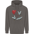 Crane Heart Anti Valentines Day Single Funny Mens 80% Cotton Hoodie Charcoal