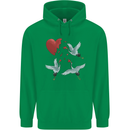 Crane Heart Anti Valentines Day Single Funny Mens 80% Cotton Hoodie Irish Green