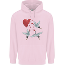 Crane Heart Anti Valentines Day Single Funny Mens 80% Cotton Hoodie Light Pink
