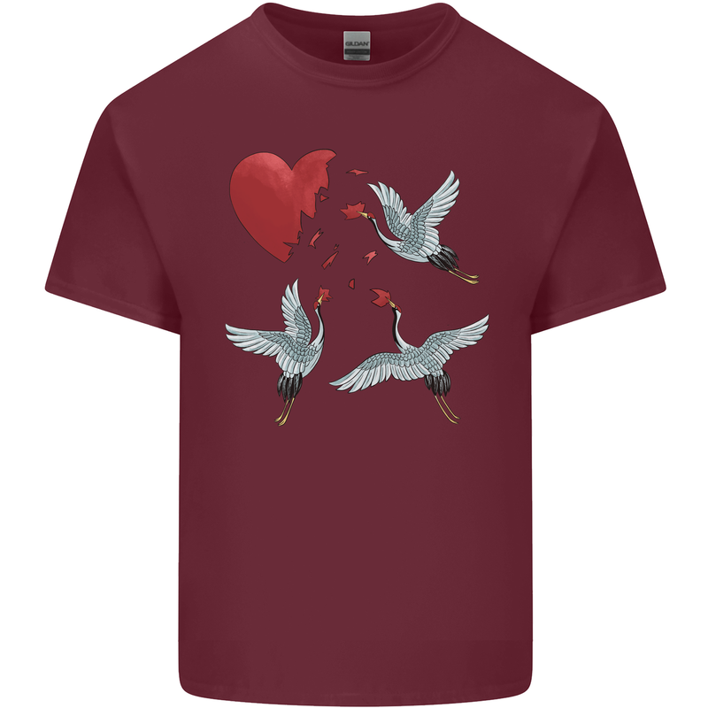Crane Heart Anti Valentines Day Single Funny Mens Cotton T-Shirt Tee Top Maroon