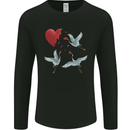 Crane Heart Anti Valentines Day Single Funny Mens Long Sleeve T-Shirt Black