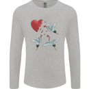 Crane Heart Anti Valentines Day Single Funny Mens Long Sleeve T-Shirt Sports Grey